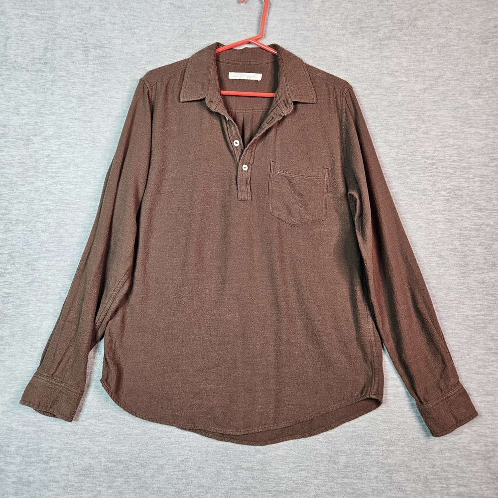 Outerknown Brown Organic Cotton Flannel Shirt Size M Button Front Long Sleeve